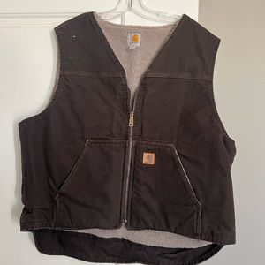 Carhartt Relaxed fit washed duck Sherpa lined vest